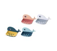 PAMINGONO Boîte à Savonnette Murale Design Créatif et Facile à Nettoyer en Plastique 4 Pièces de Baleine, Support Savonnette sans Perçage pour Rangement Salle de Bain