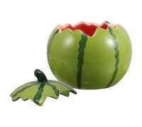 PAMINGONO Bol en Céramique de Pastèque Couvercle Sécurisé, Usage Polyvalent pour Salade ou Soupe, Design Créatif et Esthétique, pour Usage Quotidien et Pique-niques