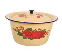 PAMINGONO Bol En Émail Vintage Avec Couvercle Pour Lavage Des Mains 18 Cm Bassine De Rangement Rétro En Émail Multifonctionnelle Facile à Nettoyer Cuisine Et Camping Accessoire Pratique