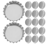 PAMINGONO Bouteille Argentées Bouchons Plats en Acier Rond 100 Capsules pour Bricolage DIY Adaptés aux Adultes et Garçon et Filles, Décoration Maison et Création de Bijoux