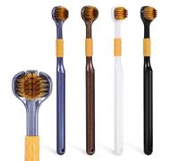 PAMINGONO Brosses à Dents Manuelles Brosse à Dents Portable à Trois Faces Lot de 4 Poils Souples, Nettoyage Complet, Manche Ergonomique pour Adultes pour Hygiène Bucco-dentaire