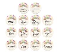 PAMINGONO Cartes Mensuelles Souvenir Original pour Bébé 14 Pièces en Bois Design Créatif, Accessoires pour la Première de Naissance pour -né