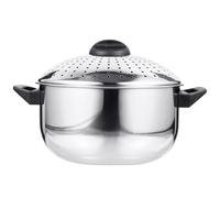 PAMINGONO Casserole à Pâtes en Acier Inoxydable Couvercle Passoire, Design Léger et Fermeture Sécurisée, Ustensile Pratique pour Cuisiner Rapidement les Nouilles
