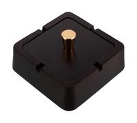 PAMINGONO Cendrier Carré en Bois avec Couvercle Coupe-Vent, Doublure INOX Résistante aux Rayures, Cendrier D'intérieur Terrasse, Facile à Nettoyer, Bureau et Maison, Accessoire Décoratif