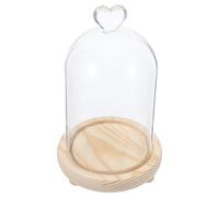 PAMINGONO Cloche en Verre de Cœur 10 X 15 Cm avec Socle Lumineux Blanc Chaud, Dôme Transparent Anti-poussière pour Décoration Intérieure, Vitrine Élégante pour Objets Artisanaux