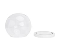 PAMINGONO Cloche en Verre Transparent 15 CM à Fond Plat Blanc pour Fleurs Préservées Décoration Intérieure Bureau Salon Couvercle Décoratif Micro-Paysage Moderne Minimaliste