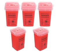 PAMINGONO Conteneur à Usagées Rouge 5 Pièces Poubelle Portable pour Déchets Tranchants de Tatouage Collecteur Sécurisé pour et Usage Professionnel en Salon Cabinet Bureau