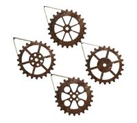 PAMINGONO Décoration Murale Rustique 4 Pièces Engrenages En Bois Vintage à Suspendre Au Mur Décoration Industrielle Steampunk Pour Salon
