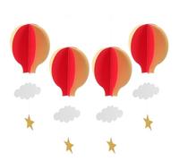 PAMINGONO Décoration Suspendue Design Délicat pour Anniversaire ou Saint-Valentin 4 Pendentifs en Papier Ballon Montgolfière et Nuages, Facile à Accrocher pour Fête