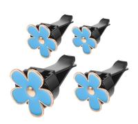 PAMINGONO Diffuseur Voiture Pince à Aération Métal 4pcs Petites Fleurs Marguerites Bleues Décoratives Parfumées pour Décoration Intérieure Auto