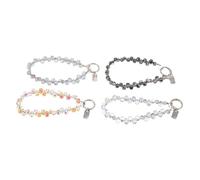 PAMINGONO Dragonne en Cristal pour Téléphone Portable - Lot de 4 Bracelets Antidérapants en Perles Goutte D’Eau - Couleurs Profond Violet Bleu Transparent Ambre Irisé et Noir -