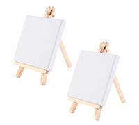 PAMINGONO Ensemble de Mini Chevalets de Peinture Professionnelles Toiles Pré-apprêtées 10x10cm en Bois pour Dessin et Affichage de Photos ou Cartes