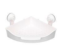 PAMINGONO Étagère de Rangement pour Salle de Bain Ventouse, Grosse Capacité et Forte Résistance, en Plastique Blanc, pour Coin sans Perçage
