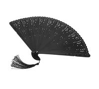 PAMINGONO Éventail Noir pour Mariages Danse et Performances Éventail Creux Vintage Accessoire Décoratif Classique pour Amateurs de Culture Chinoise
