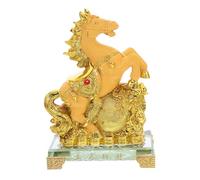 PAMINGONO Figurine de L'année du Cheval en Résine Dorée, Décoration Orientale Luxueuse pour Bureau et Maison, Ornement Feng Shui Richesse pour Nouvel an Chinois 2026