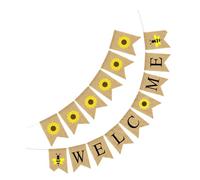 PAMINGONO Guirlande de Fête en Lin Tournesol et Abeille, Bannière Décorative Réutilisable Chic, 2 Sets Drapeaux de Queue D'hirondelle pour Fête à Thème