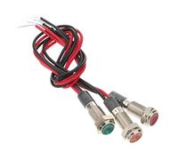 PAMINGONO Lampe Témoin Led Métal 12v 6mm Lot De 3 Fils Rouge Vert Jaune Pour Tableau De Bord Voiture Bateau Usage Sécurité