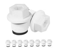 PAMINGONO Lot de 10 Bouchons de Rechange pour Bouillottes Bouchons en Polypropylène Blanc Hexagonal 4/4 Filetage Extérieur Joints Doubles Compatibles Sachets D’Eau Chaude Accessoires
