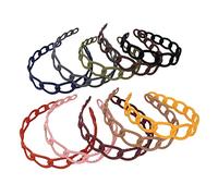 PAMINGONO Lot De 10 -têtes Tendance Pour Femmes Larges Bandeaux Géométriques Pour Cheveux Courts Bouclés Raides Et Ondulés Accessoire De Coiffure À Usage Quotidien