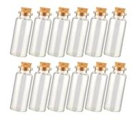 PAMINGONO Lot de 12 Mini Bouteilles en Verre 15 ML Bouchon Liège Naturel, Flacons Vides pour DIY, Décorations Mariage, Bocaux à Sorts Légers et Pratiques, 24x60 Mm, Accessoires Déco