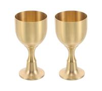 PAMINGONO Lot de 2 Calices en Laiton Doré Vintage Grosse Coupe à Offrandes Médiévale Gobelets Décoratifs pour Rituels Religieux Fêtes Renaissance et Décoration de Table Festive