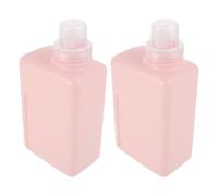 PAMINGONO Lot de 2 Flacons Distributeurs Rechargeables 1000 Ml en Plastique Carré Rose Bocaux Étanches pour Lessive Liquide Adoucissant et Gel Vaisselle Rangement Pratique pour Buanderie