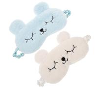 PAMINGONO Lot de 2 Masques de Sommeil en Peluche Blanc Forme Lapin, Lavables et Bloquant la Lumière Sommeil Confortable et Réparateur