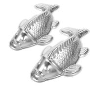 PAMINGONO Lot de 2 Moules à Gâteau 3D en Aluminium Forme Carpe Koï Moyen et Grand Moule à Pâtisserie Antiadhésif pour Gâteaux Créatifs Chocolats et Gelées Cuisson Festive Anniversaire