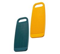 PAMINGONO Lot de 2 Planches à Laver en Plastique Épais 45 CM Accessoires de Lessive Antidérapants Jaune et Bleu Station de Lavage Manuelle Compacte Buanderie Voyage