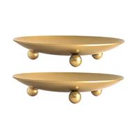 PAMINGONO Lot de 2 Plateaux Décoratifs Dorés en Fer, Porte-Bougies Multifonction pour Décoration Mariage, Rangement Élégant pour Table et Bureau, Accessoires Décoratifs pour Fêtes