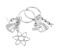 PAMINGONO Lot de 2 Porte-Clés de Chimie Moléculaire Motifs Adn et Microscope Pendentifs Mini Microscope en Métal Robuste Décoration Scientifique pour Présent Diplôme et Usage Quotidien