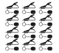 PAMINGONO Lot de 24 Pinces Micro en Fer Noir 85 MM Housses en Éponge Clips à Cravate Universels pour Microphone Accessoires pour Karaoké Vidéoconférence et Enregistrement Vocal