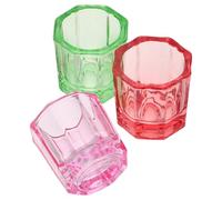 PAMINGONO Lot de 3 Bols à Clous en Verre Octogonaux pour Mélanger Liquides Acryliques, Compacts et Adaptés aux Applications de Nail Art