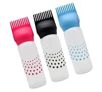 PAMINGONO Lot de 3 Bouteilles de pour Cheveux de Salon Bouteilles de Shampoing avec Peigne Anti-fuite pour Coiffure de Salon de Coiffure Rouge Et Noir