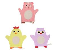 PAMINGONO Lot de 3 Moufles de Bain pour Bébé en Coton Doux Motifs Animaux Colorés Serviette Exfoliante Corps Moufles Nourrisson Bain Voyage