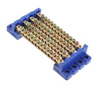 PAMINGONO Lot de 4 Borniers Électriques en Cuivre 6X9 MM avec Base Intégrée 12 Positions Connecteurs de Mise à la Terre Bleus Kit de Barre de Mise à la Terre pour Raccordement de