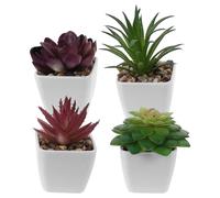 PAMINGONO Lot de 4 Plantes Artificielles Succulentes Miniatures en Pot Décoration Intérieure sans Entretien Assortiment Réaliste