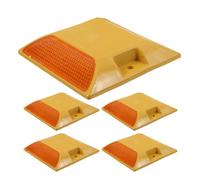 PAMINGONO Lot de 5 Balises Réfléchissantes en Plastique Jaune Clous de Route Surélevés pour Signalisation Routière Réflecteurs Robustes pour Allées et Trottoirs Sécurité Nocturne et