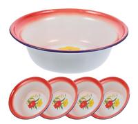 PAMINGONO Lot De 5 Bols Émaillés Vintage 6.30 in Vaisselle De Camping Réutilisable Motif Floral Pour Soupe Fruits Grillades Pique- Et Repas Du Quotidien