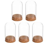 PAMINGONO Lot de 5 Cloches en Verre Transparent Bouchons en Liège 6X10 CM pour Couverture de Fleurs Éternelles et Micro-Paysages Décoratifs Accessoires Déco pour Maison et Fêtes