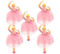 PAMINGONO Lot de 5 Figurines de Poupée Danseuse de Ballet Princesse en Robe Rose Dorée Accessoires pour Boîte à Musique Décorative Ensemble pour Décoration Intérieure Collection et