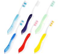 PAMINGONO Lot de 6 Brosses à Dents de Voyage Pliables et Portables Poils Souples Assortiment Couleurs Jaune Rouge Vert Bleu Clair Bleu Moyen Compactes pour Hygiène Bucco-Dentaire en