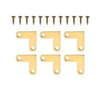 PAMINGONO Lot de 6 Équerres D’Angle Droit Épaisses en Laiton Brillant Supports Plats pour Meubles Fixation Solide pour Cadres Photo Tiroirs et Boîtes à Bijoux Dimensions Standard 90°