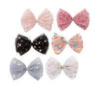 PAMINGONO Lot De 6 Grandes Barrettes à Cheveux En Tissu Filet à Pois Colorés, Pinces à Cheveux Nœud, Accessoires Coiffure Femme, Maintien Sûr Pour Usage Quotidien Et Occasions Spéciales