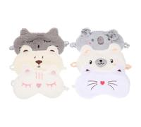 PAMINGONO Lot de 6 Masques de Sommeil Yeux en Peluche et Coton Satin, Respirants et Confortables, Design Créatif, pour Voyage et Train