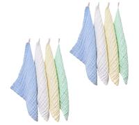 PAMINGONO Lot de 8 Serviettes Visage Bébé 100% Coton Doux 28X28 CM Mouchoirs Colorés Blancs Verts Bleus et Jaunes Moufles de Toilette Absorbants pour -Né et Garçon et Filles Lavables
