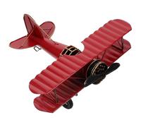 PAMINGONO Maquette d'avion Rétro en Fer Rouge Modèle Vintage en Métal Décoratif Ornement de Table Grand Format pour Décoration Intérieure Artisanat Métallique Unique Pièce D’Ornement