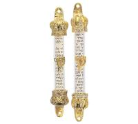 PAMINGONO Mezouzahs pour Bénédiction et Protection en Métal Doré avec Parchemin Sacré Lot de 2 Orné de Strass Décoration de Porte Juive pour Présents et Espaces à Thème Jérusalem