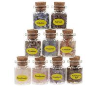 PAMINGONO Mini Bouteilles en Cristal pour Présents Accessoires de Contemplation Décoratifs Ensemble de 9 Pierres Naturelles et Ambiance Spirituelle