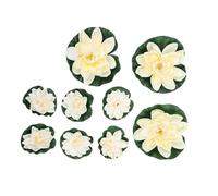PAMINGONO Pack de 9 Nénuphars Flottants Artificiels Blancs en Eva pour Décoration de Jardin et Maison, Plantes Aquatiques Décoratives Réalistes et Élégantes
